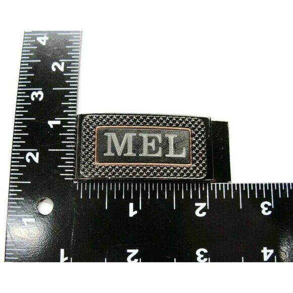 "MEL" Initial Engraved Money Clip Black Stainless Steel Credit Card Cash ID - Picture 2 of 7